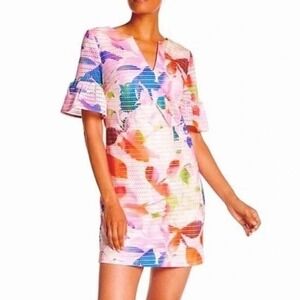 Trina Turk Jacqueline Flutter Sleeve Floral Mini Dress Size 8 Multicolor